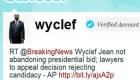 wyclef twitter message - appeal CEP decision