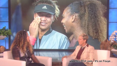 What did Serena Williams say to Naomi Osaka when she was receiving the trophy?