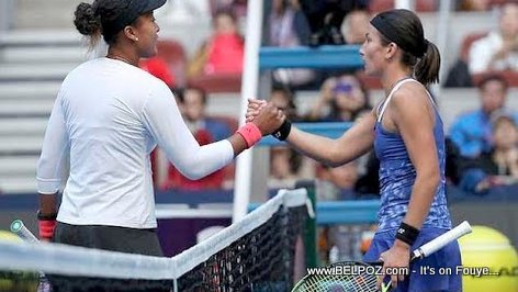 PHOTO: Naomi Osaka and Sevastova shaking hands at the 2018 China Open Semifinals