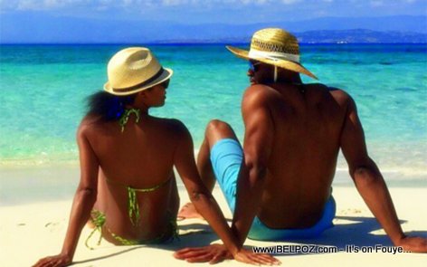 Dwyane Wade and Gabrielle Union at the Beach in Haiti