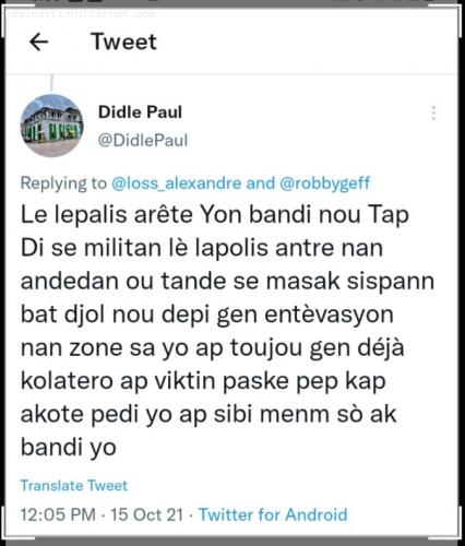 This is a response to Le Nouveliste Journalist who complained about insecurity in Martissant Haiti