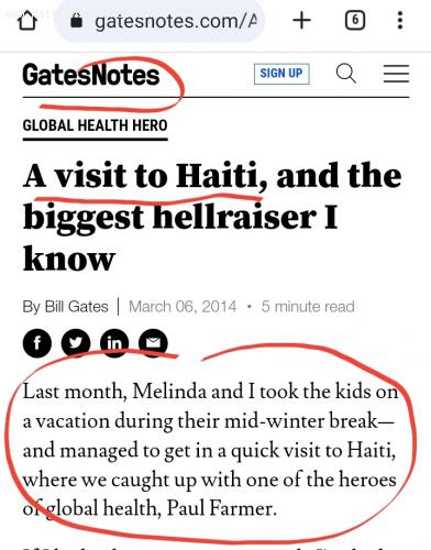 A clip from Bill Gates blog where he talked about his visit to Haiti