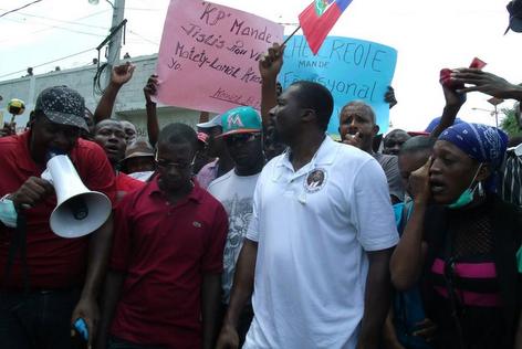 Haiti Depute Arnel Belizaire at a Protest 10 June 2014