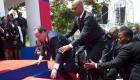 PHOTO: Haiti - Francois Hollande Slip and Fall while going on stage
